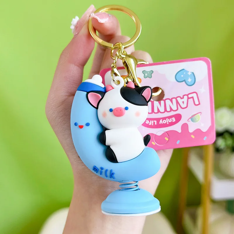 Creative and Exquisite Shake Hugging Kids Keychain Pendant Car Hanging Chain Schoolbag Accessories Couple Gifts Party Gift