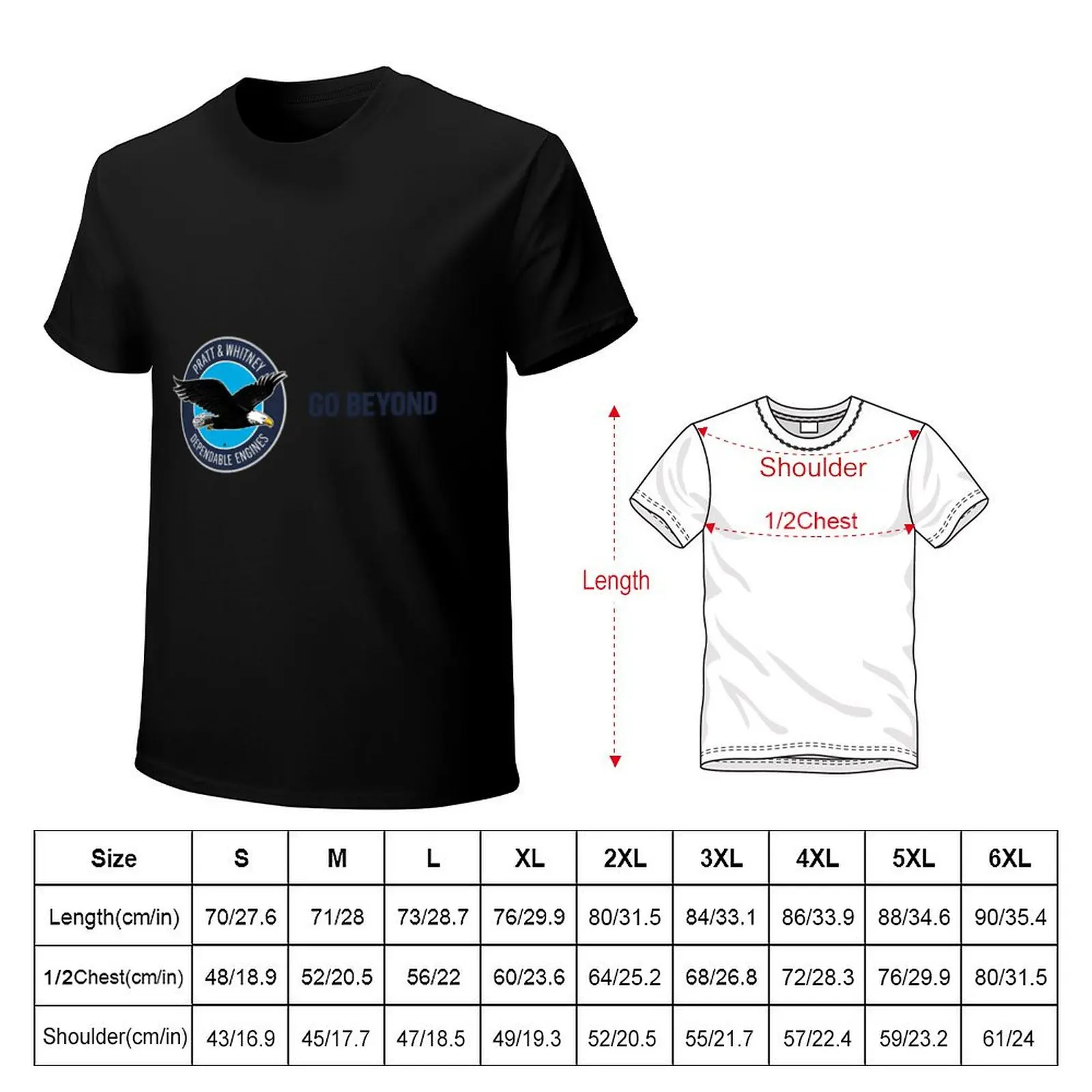 Pratt Whitney - Go Beyond T-Shirt Basic Solid Tee for Daily Use