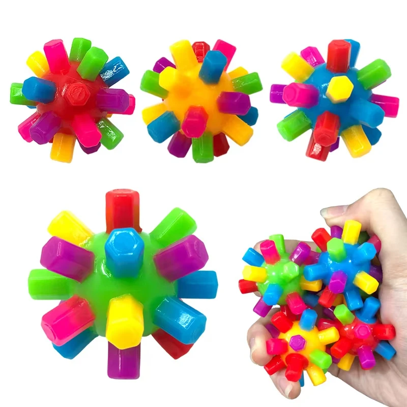 Bola colorida de treinamento de habilidade sensorial, quebra-cabeça elástico de arco-íris, brinquedos para aliviar o estresse, esportes ao ar livre, brinquedo, presente de aniversário