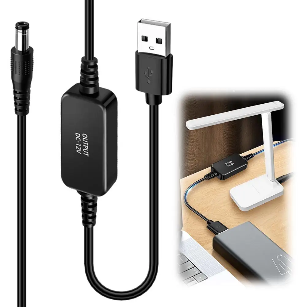 USB 5V to DC 12V Step Up Cable Voltage Converter 1m Booster Cable with 5.5mm DC Plug Thick Copper Core Power Supply Cord