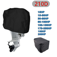 Black/Silver Motor Engine Boat Cover 15-250HP 210D Waterproof Yacht Half Outboard Anti UV Dustproof Engine Protector Cover