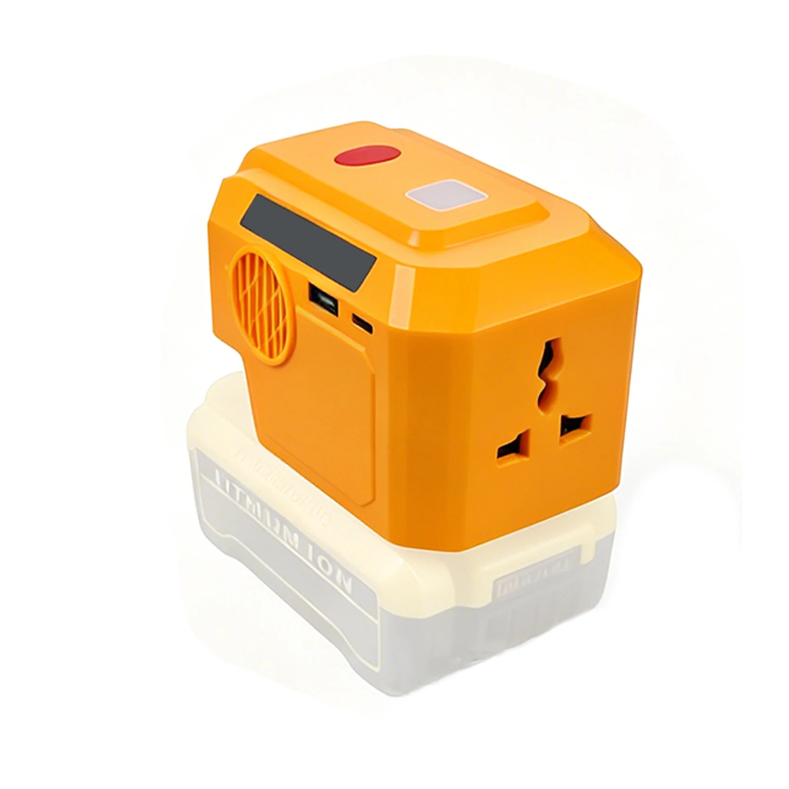 200W-250W Power Inverter, Compatible with DeWALT 20V Battery, DC 20V to AC 110V-120V Portable Power Inverter, 1 AC Outlet, 1 USB Ports & 1 Type-C Port, Adjustable LED Work Light, (Tool Only)