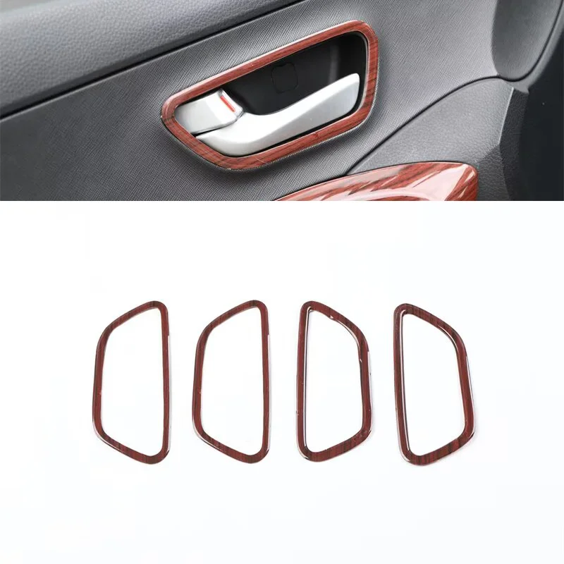 High Low Configuration Inner Door Handle For Hyundai Santa Fe DM 2013-2018 ABS Carbon Fiber Black Wood Car Interior Accessories