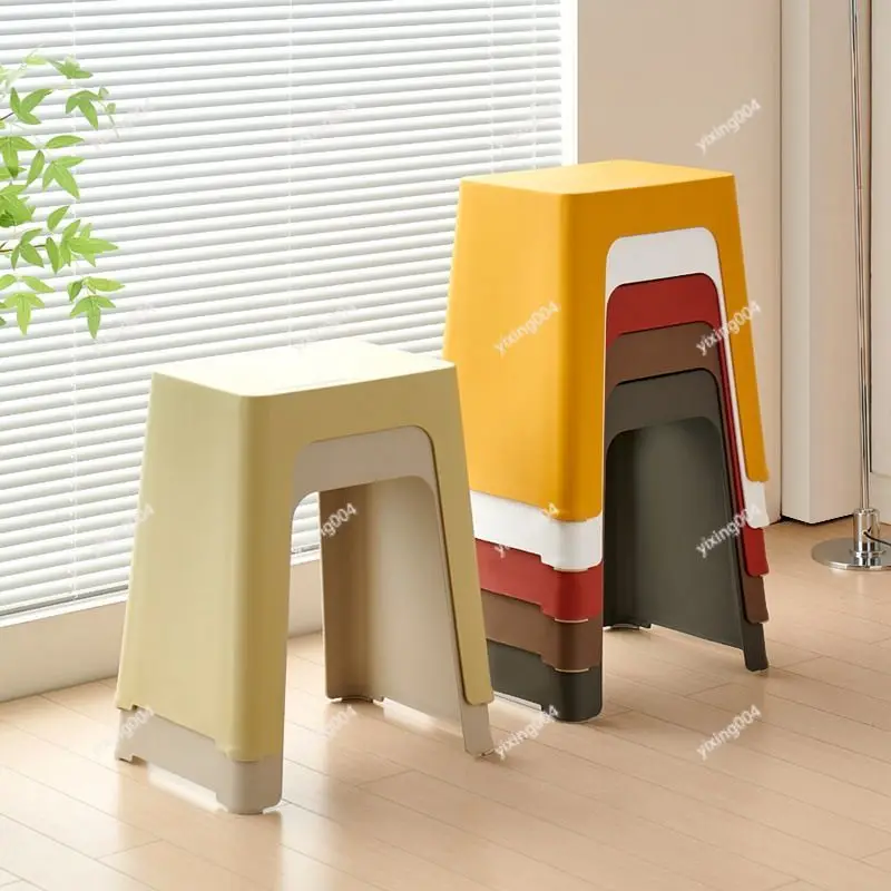 Stackable Plastic Household Stool, Thick Bench for Indoor Daily Use