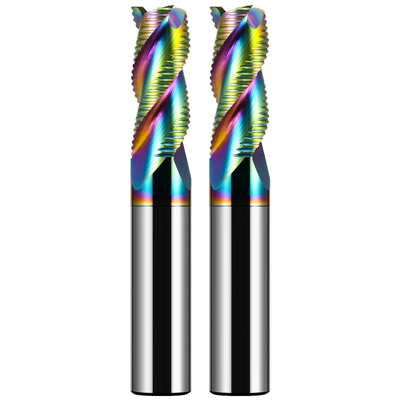 Fresa de desbaste de carburo sólido HRC65, 3 flautas, 4 flautas, vástago 3-20, brocas de corte CNC para mecanizado de desbaste de Metal de aluminio