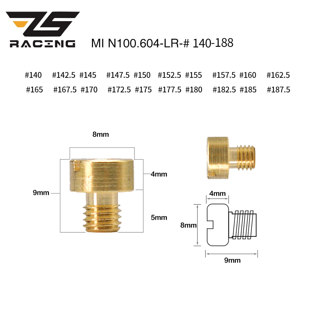 ZS Racing 10/20pcs Main Jets Injectors Nozzle  for Mikuni VM22 VM HSR HS RS TM model Carb PE PD FCR Keihin CV CVK CB CE