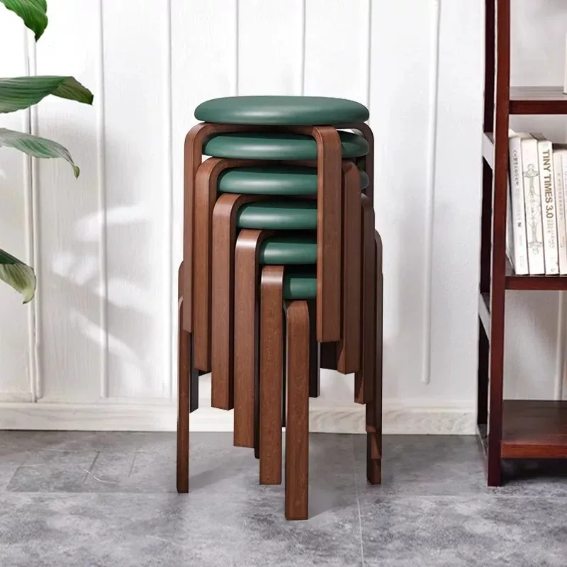 Italian-Style Light Luxury Soft Upholstered Leather Stool Modern Minimalist Bedroom Home Dining Table Bench Stackable