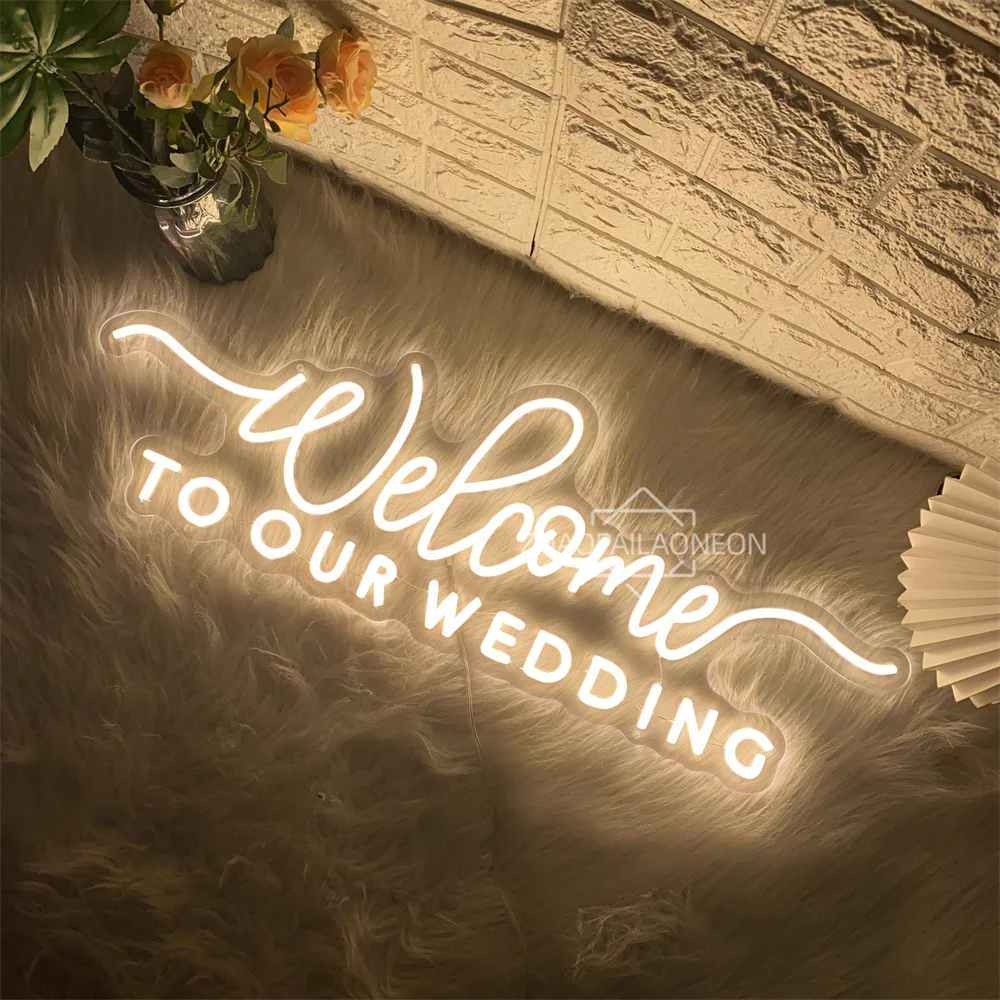 Welcome to our wedding Neon Led Sign Wall Hanging Wedding Party Room Decor Engaged Neon Lights USB Wedding Decoration Signs