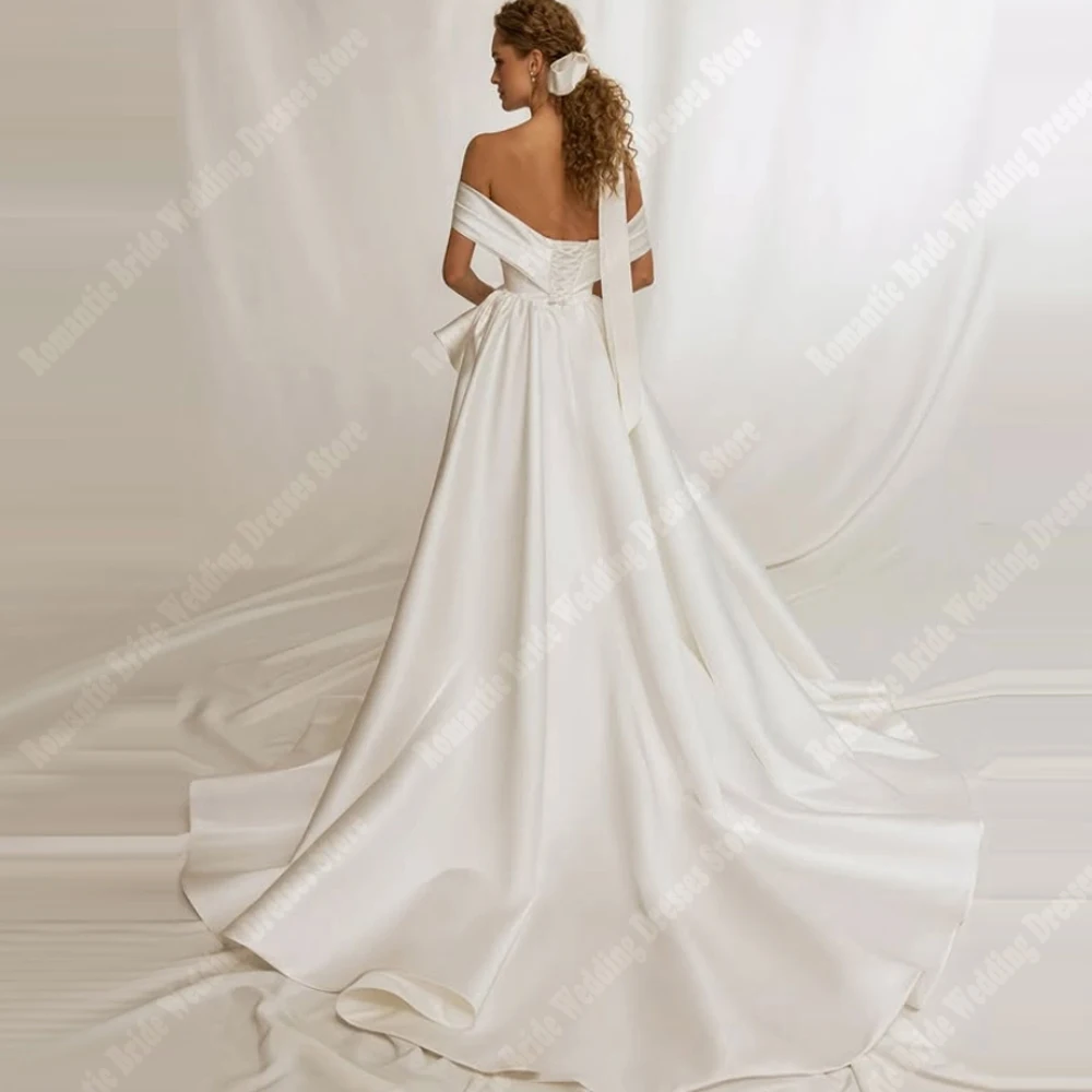 Abiti da sposa da donna a trapezio con spalle scoperte Abiti da sposa Elegante lunghezza lavata senza maniche Abiti da principessa De Novias personalizzati
