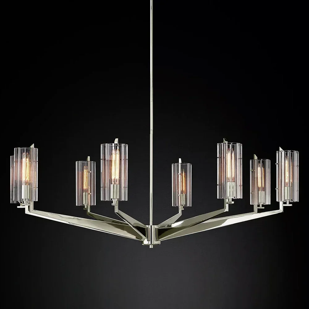 Round Chandelier Modern Living Room Chandelier Lighting Clear Crystal Pendant LED Classic Lustre Home for Bedroom Foyer