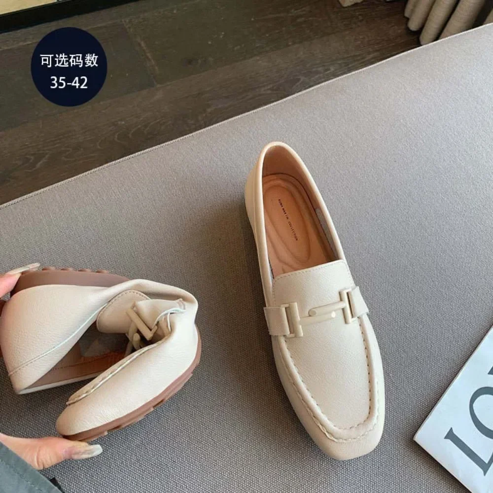 Single Shoe Women\'s 2026 Autumn New Loafers Lazy One Foot Flat Shoes Womens Shoes British Leather Shoes for Women Flats Ladies