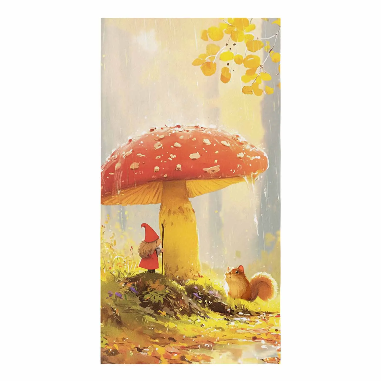 Autumn Mushroom Dwarf Squirrel Oil Painting Hand Towel Kitchen Dishcloth Water Absorption Household Cleaning Cloth