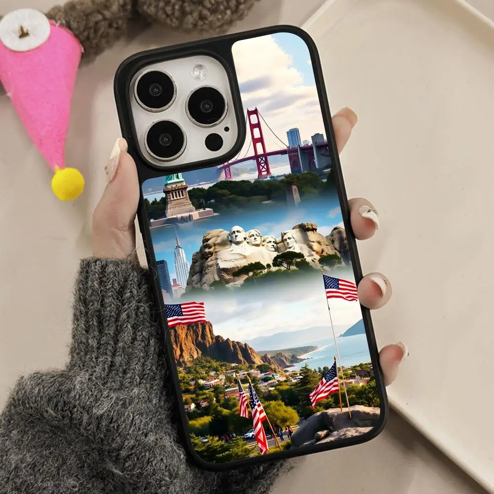 

Чехол для телефона с матовой поверхностью и флагом США для iPhone 17 16 15 14 13 12 11 Air Pro Max Plus, цветной