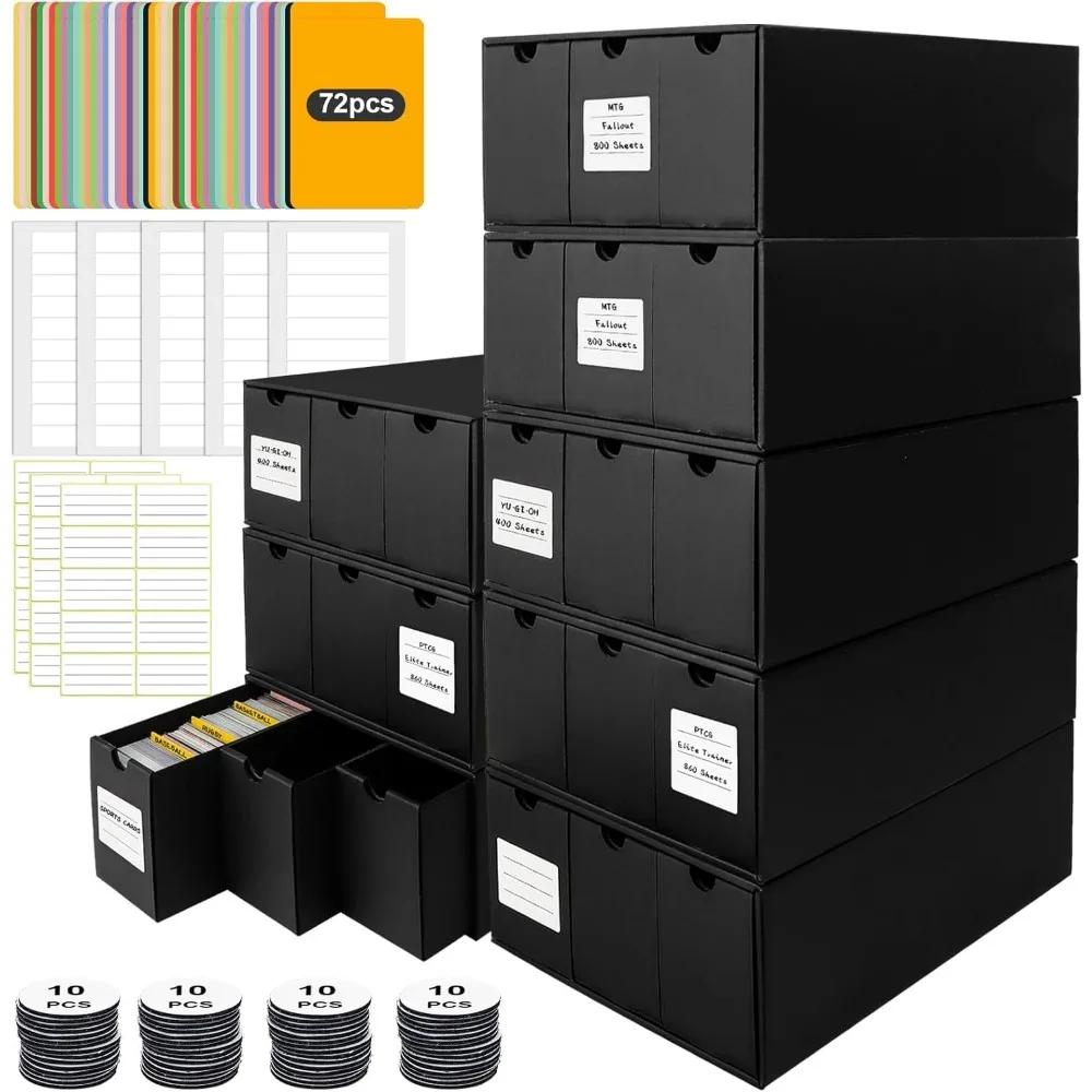 

Коробка для хранения коллекционных карточек с 24 коробками, разделителями, этикетками и лентами для MTG, PTCG, бейсбольных карточек