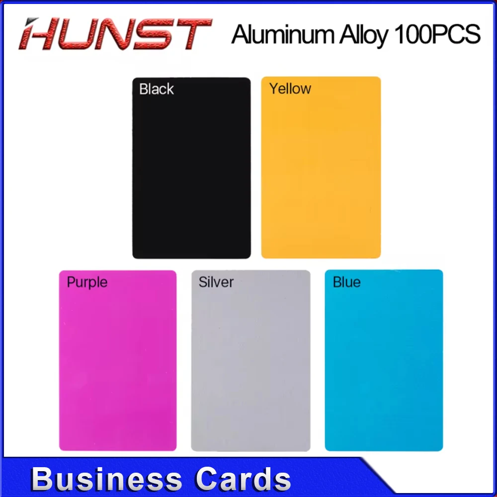 Hunst 100 قطعة/الوحدة بطاقات اسم الأعمال متعدد الألوان سبائك الألومنيوم الصفائح المعدنية اختبار المواد لآلة الوسم بالليزر