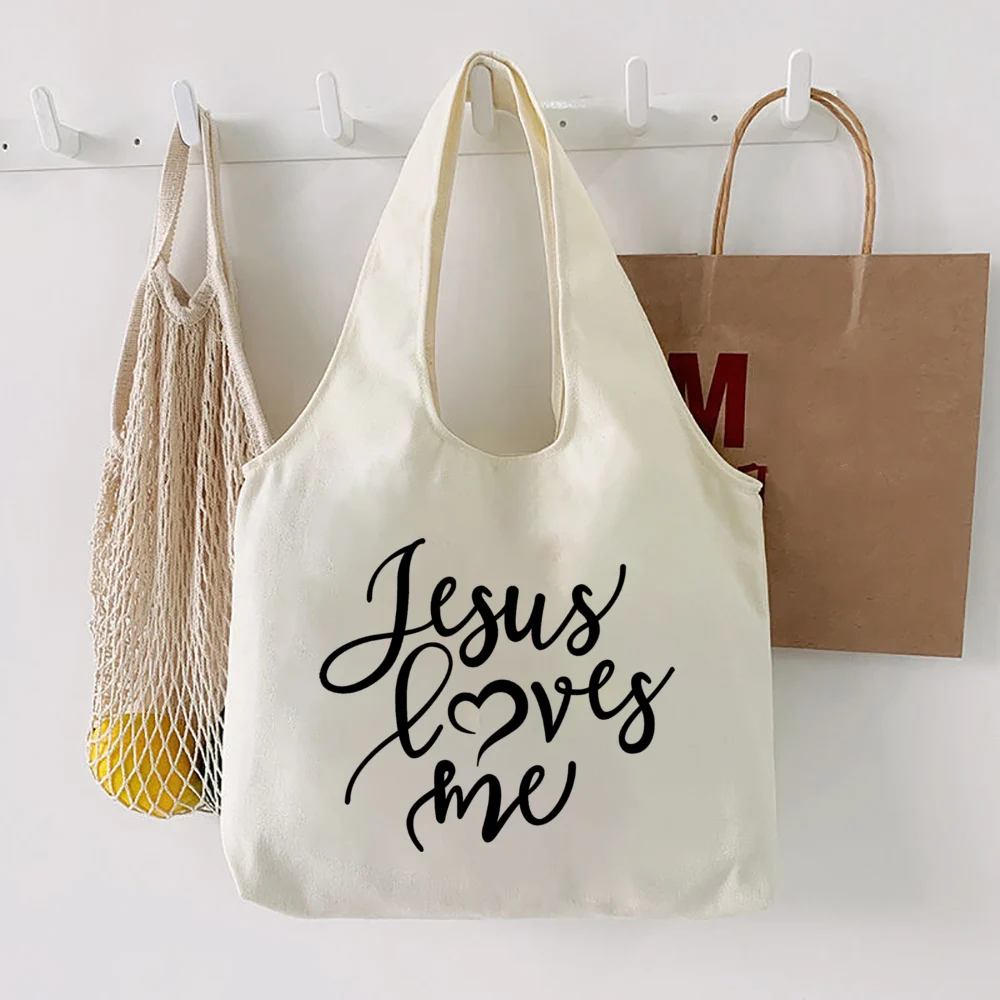 Faith Hope Love Print Tote Bag Literary Christian Canvas Shoulder Bags School Book Bag Girl Shopping Bags Travel Large Handbags