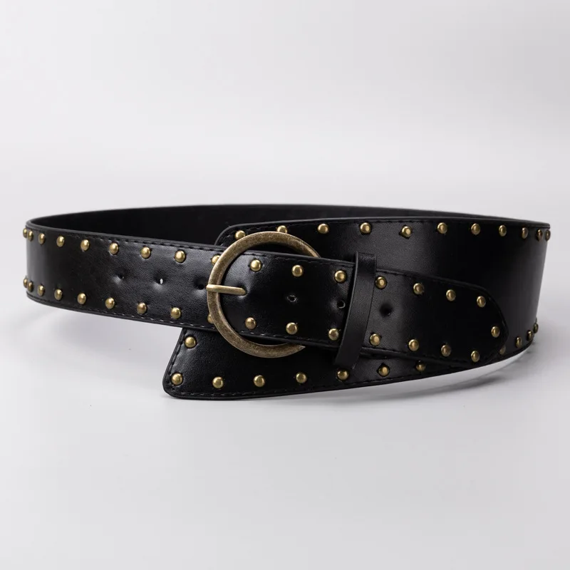 Moda donna PU Rivetto in pelle Fascia da smoking Abito femminile Corsetti Cintura Cinture Decorazione Cintura larga TB279