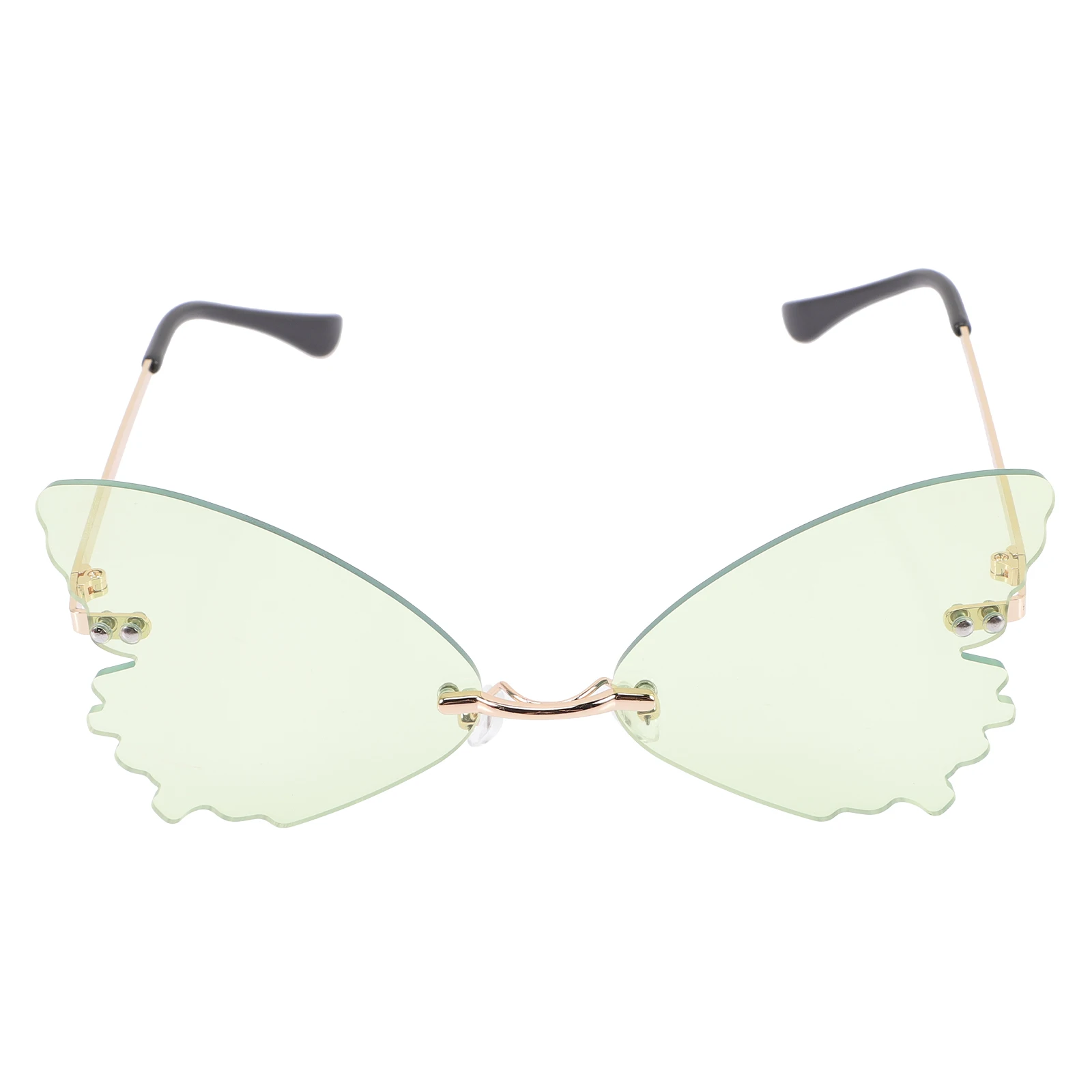 

Butterflies Shape Sunglasses Women Party Frameless Eyewear Light Green Colorful Polarized Fun Photo Props Cool Accessories