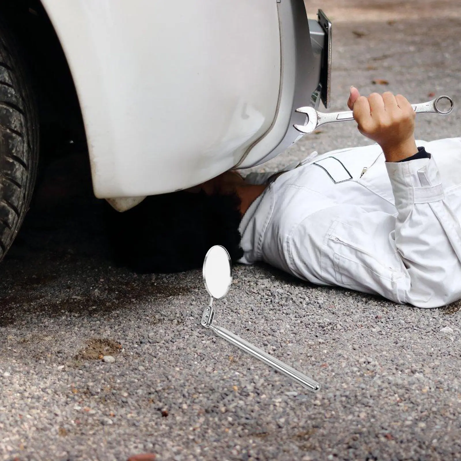 

Telescoping Inspection Mirror Automotive Undercarriage Tool Extendable Handle Adjustable Head Vehicle Inspection Pipeline