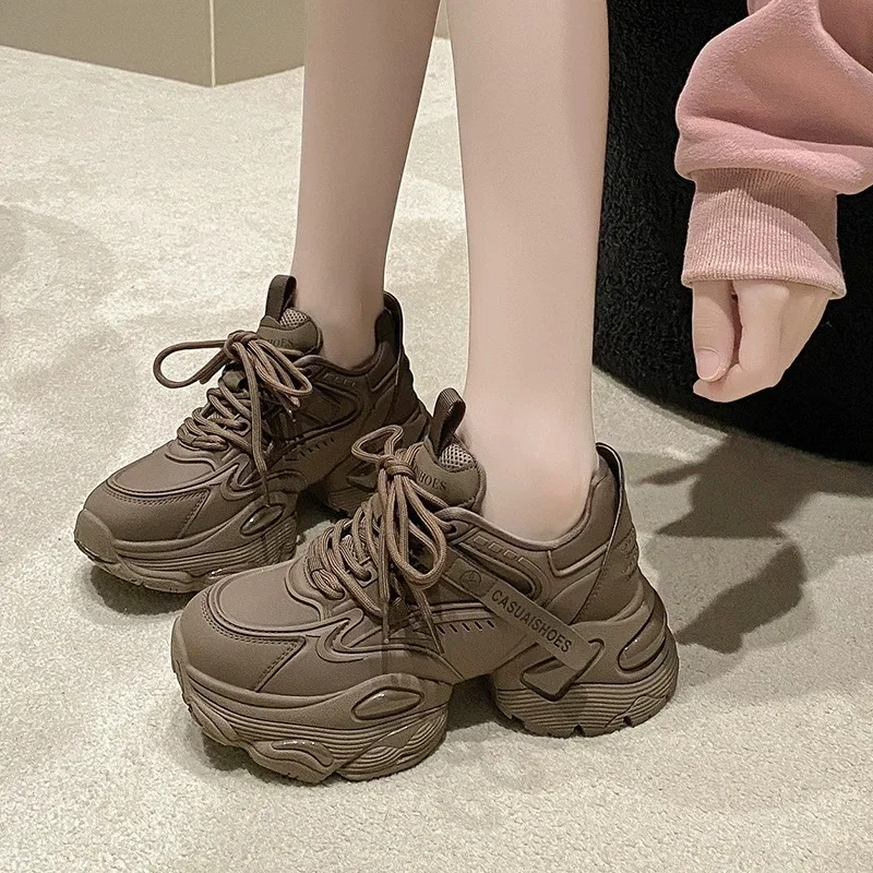 

Thick soled dad shoes 2025 autumn/winter new American retro breathable inner height casual sports shoes