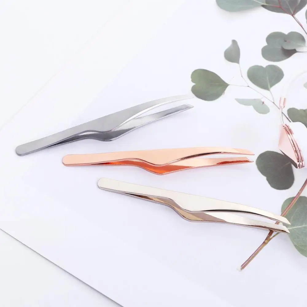 

Stainless steel Precision Slanted Head Fine Hairs Makeup Eyelash Tweezers Eye Brow Clips Lash Hairs Puller Eyebrow Tweezer