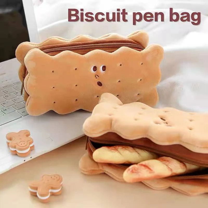 

Creative Plush Cartoon Sandwich Biscuit Pencil Case Kawaii Cute Children's Toy Pen Case Large Capacity Girl Storage Bag