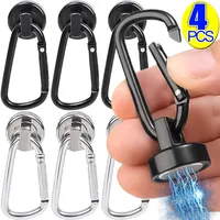 Strong Neodymium Magnetic Hooks 360°Rotating Carabiner Magnet Ring Magnetic Refrigerator Hook Home Kitchen Bathroom Suction Cup