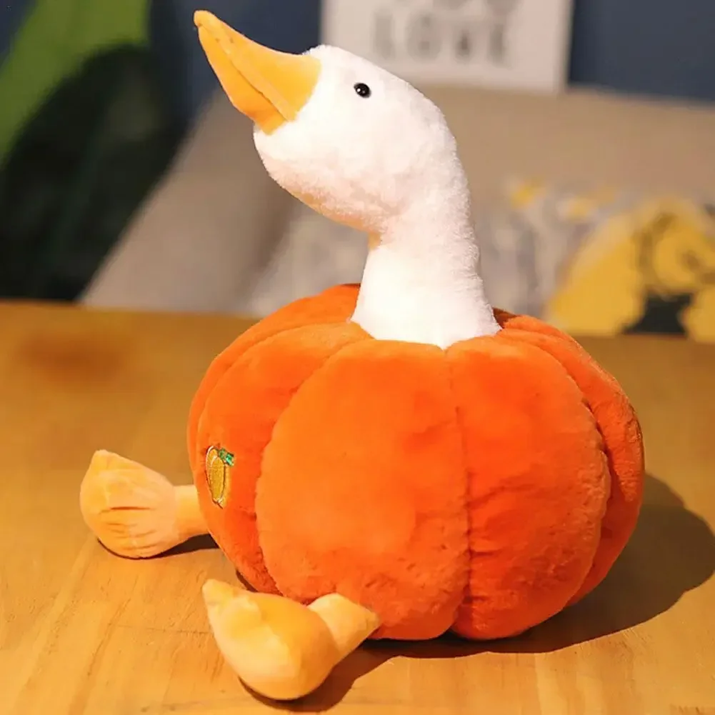 Funny Plush Pumpkin Duck Halloween Party Favors Goose Cartoon Animal Dolls Soft Stuffed Toys Gifts for Children Party Home Decor