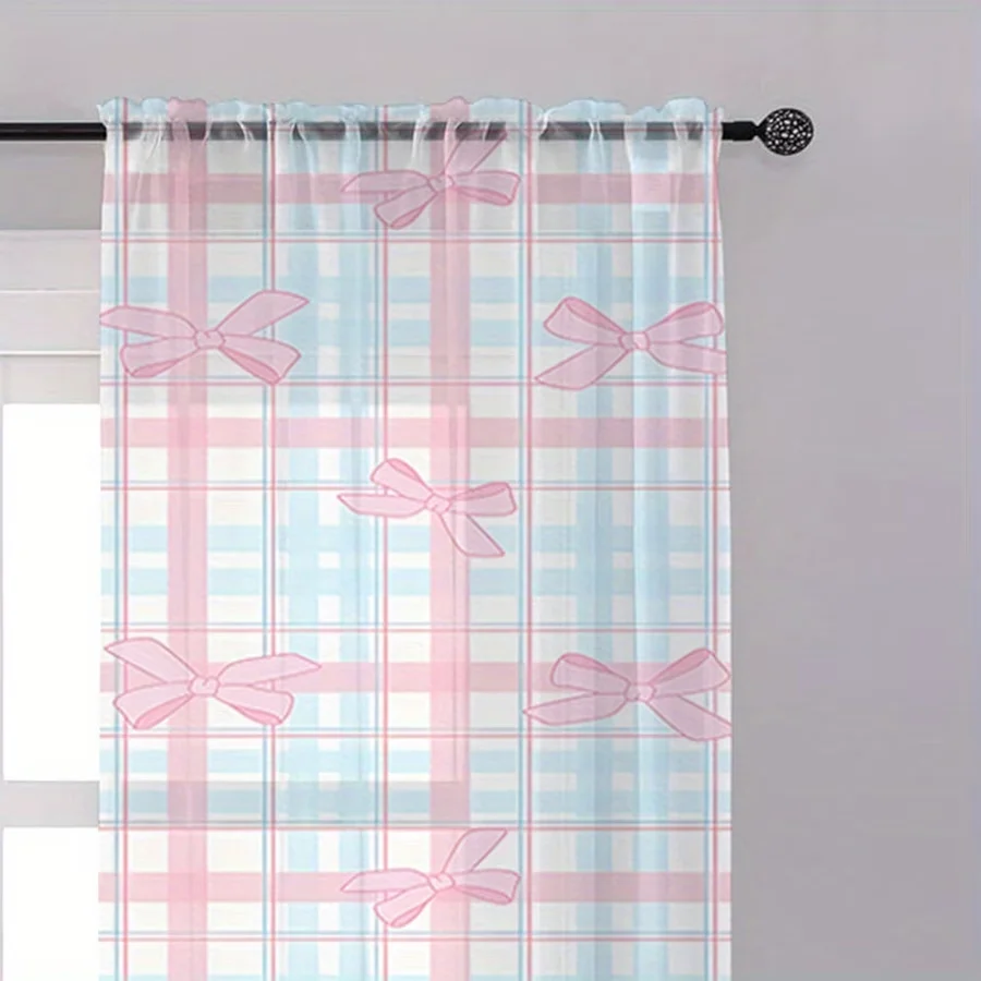 2PCS Digital Printing Sheer Curtain, Ikat Tribal Boho Colorful Pattern, Ethnic Global Textile Inspired Living Room Decor - view 5