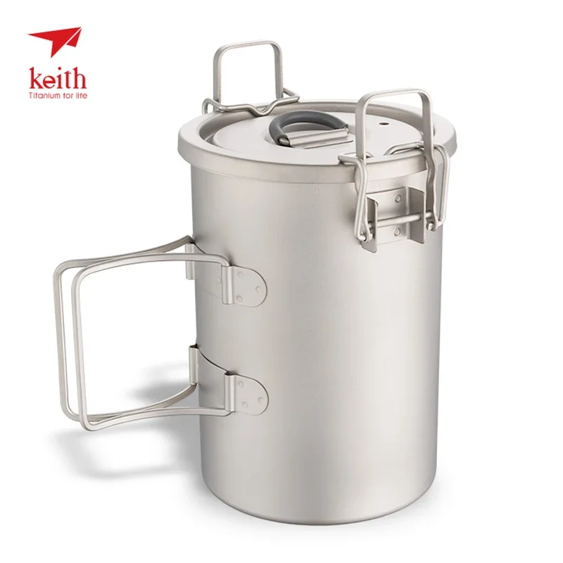 

Keith Outdoor Pure Titanium Rice Cooker Cooking Stew Pot Camping and Picnic Supplies Rice Stew Soup Set Pot Utensils