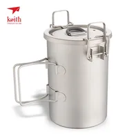 Keith Outdoor Pure Titanium Rice Cooker Cooking Stew Pot Camping and Picnic Supplies Rice Stew Soup Set Pot Utensils