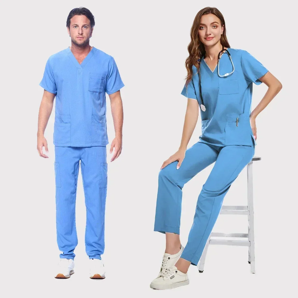 للجنسين الزي الطبي الرجال النساء ملابس التمريض الجمال زي ممرضة الدعك مجموعات طبيب الأسنان عمال السراويل السريرية