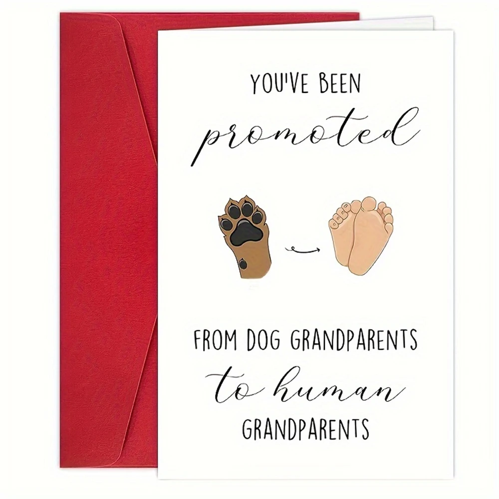 1pc，Funny Pregnancy Announcement for Grandparents, Cute Pregnancy Revel Card for Grandparents, Promoted from Dog Grandparents To