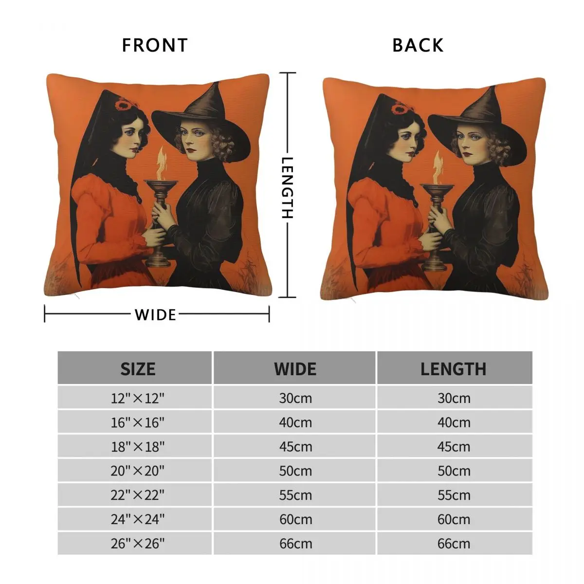 Vintage Sapphic Witches Pillowcase Polyester Linen Velvet Pattern Zip Decorative Pillow Case Bed Cushion Case