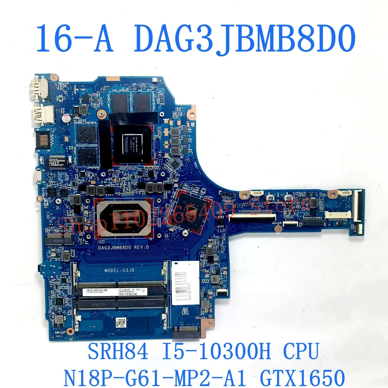 M02035-601 M02035-001 HP 16-A 노트북 마더보드, DAG3JBMB8D0, I5-10300H, I7-10750H CPU GTX1650, GTX1650TI 100% 테스트 OK