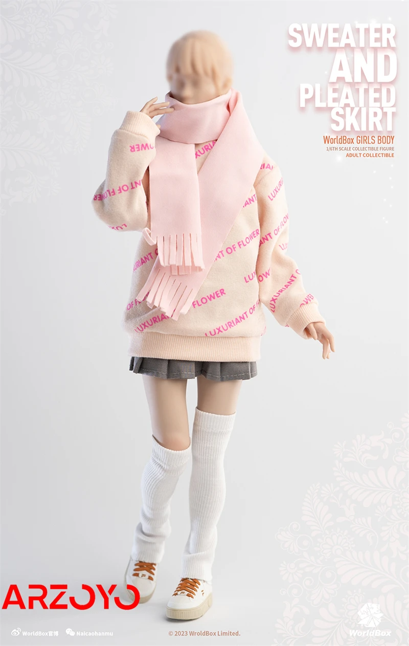 Worldbox CA010 1/6 Winter Girl Clothing Set Sweater Pleated Skirt Model Fit 12'' AT201 AT203 Female Soldier Action Figure Body