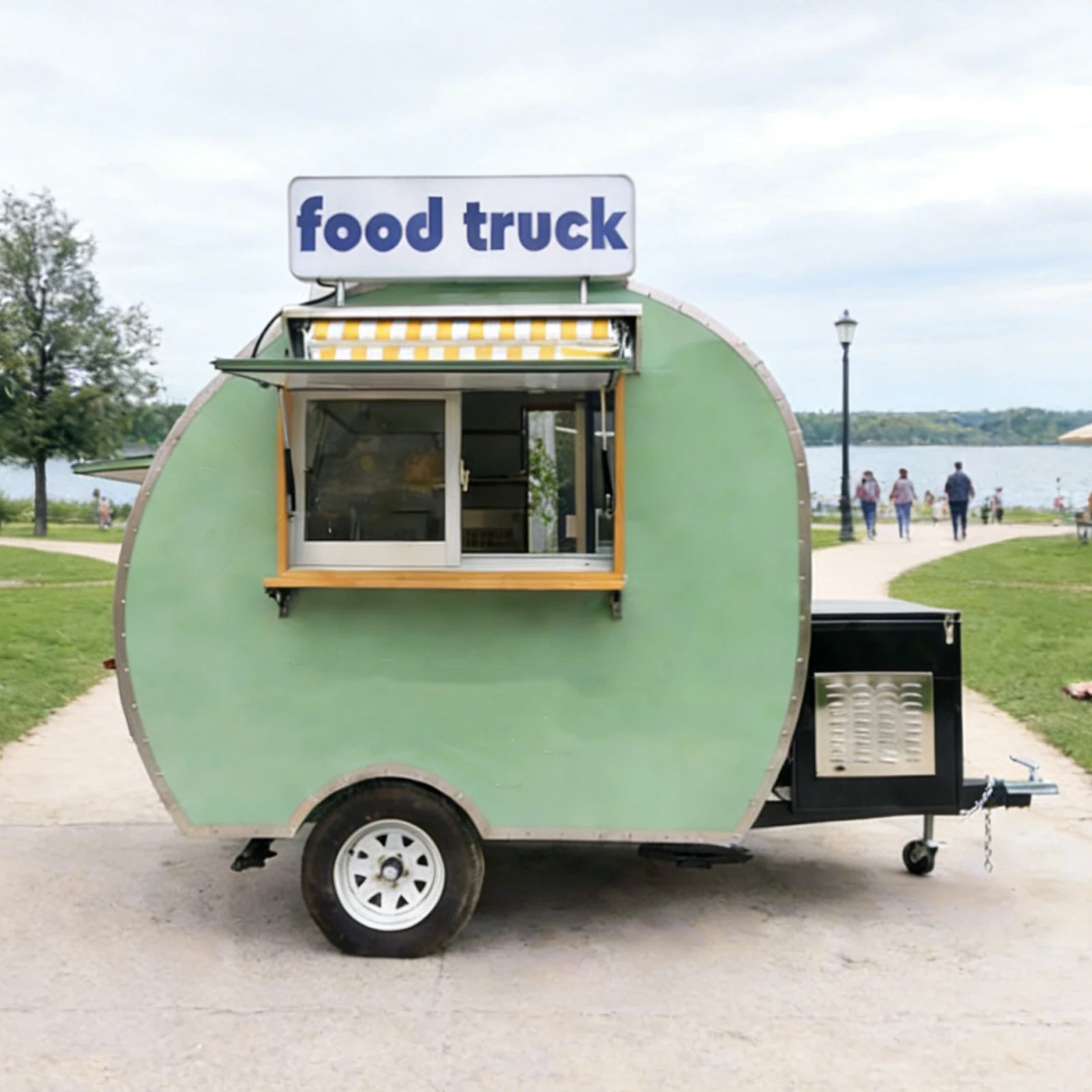 Remolque de Comida Personalizado, Camión de Comida Móvil Comercial Totalmente Equipado para Helados, Café, Comida Rápida y Snacks
