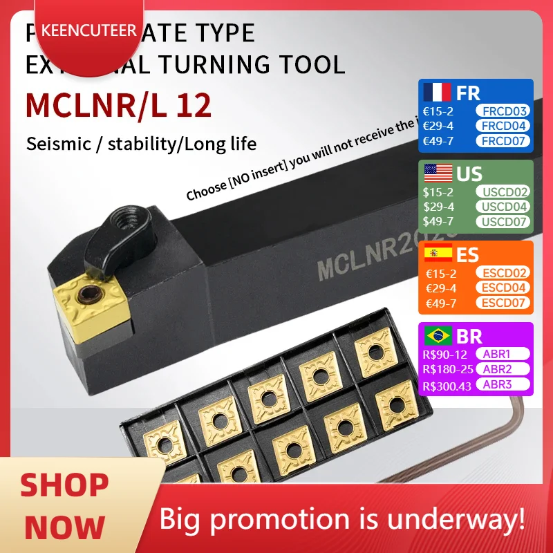 

MCLNR/L MCLNR1616 MCLNR2020 MCLNL2525 MCLNL3232 composite external turning tool Carbide inserts CNMG CNC Boring Bar