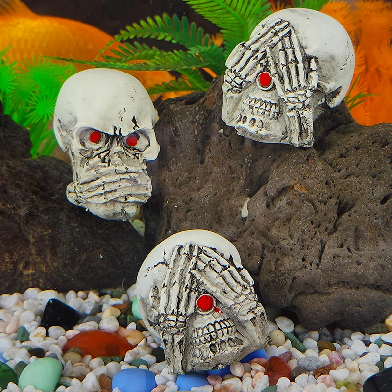 Resin Aquarium Ornaments Decoration Simulated Character Skull Decoration For Fish Tank Ornament Aquatic Pet Supplies Decorations