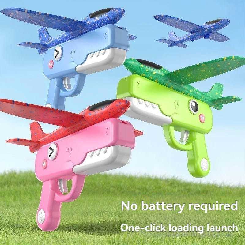 Outdoor Parent-child Interaction Toy, Summer Games Kids Glider, Flight Throw Foam Plane Kite Shooting Gun, Plane Launcher Toy - view 4
