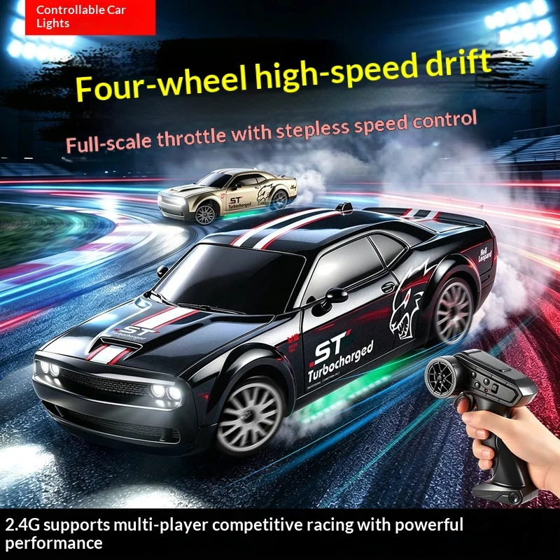 1:20 4WD High Speed Drift RC Car 2.4G Remote Control Toy Car with Full Proportional Throttle Lights & Replaceable Tires for Boy