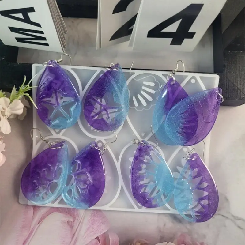 N2UE قلادة قالب من السيليكون أقراط مجوفة قوالب صنع المجوهرات قوالب سلسلة مفاتيح من السيليكون قوالب هدية لمحبي صياغة