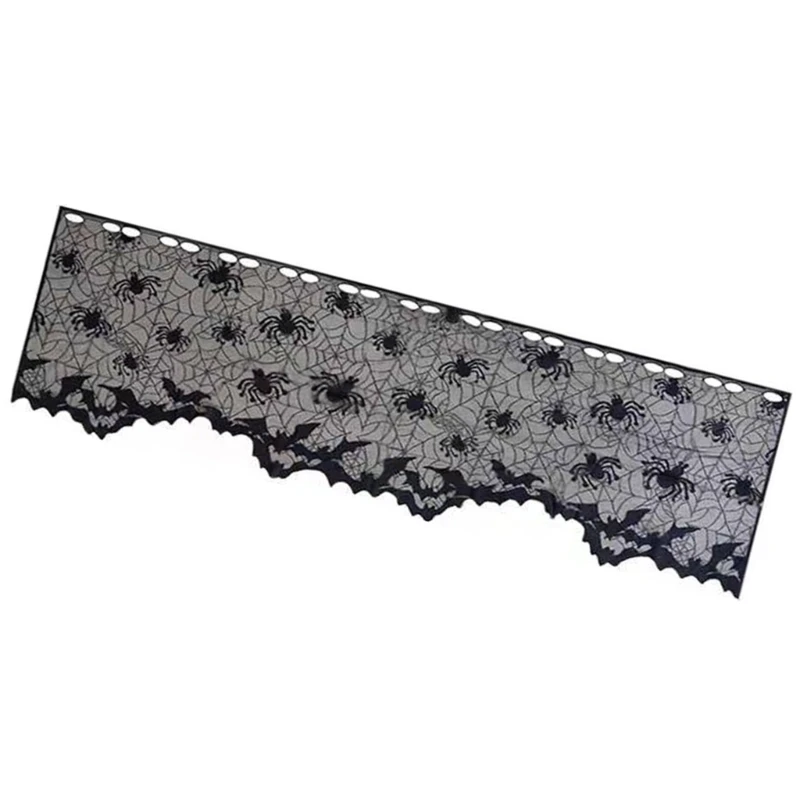 

Gothics Sheer Black Laces Lampshade Window Panel Privacy Lampshade Scarf For Home Privacy Decorations 19.69x59.1in