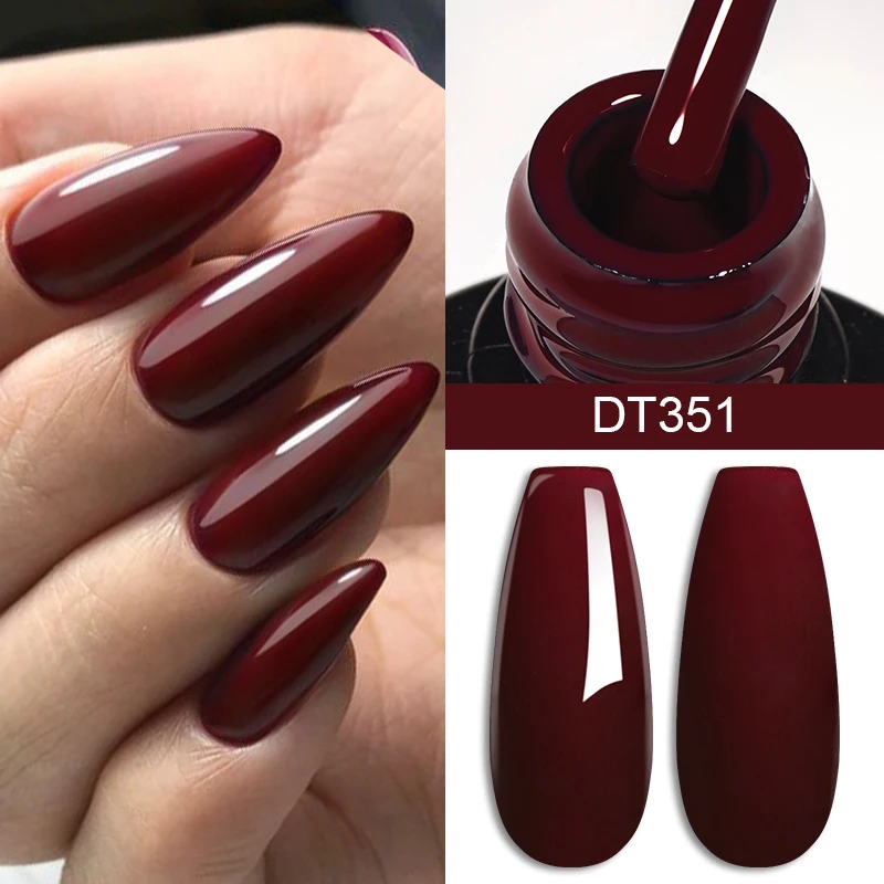 MEET ACROSS 7ml Gel Nail Polish Glitter Red Series Soak Off Nail Art UV Gel Semi Permanent Varnishes For Nails Manicure