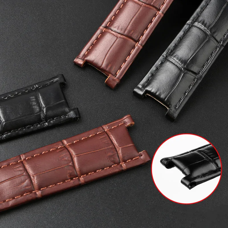 Notched leather strap  for Cartier Pasha series  men's and women's strap accessories 21x15m 20x12mm 18x10mm foldable buckle