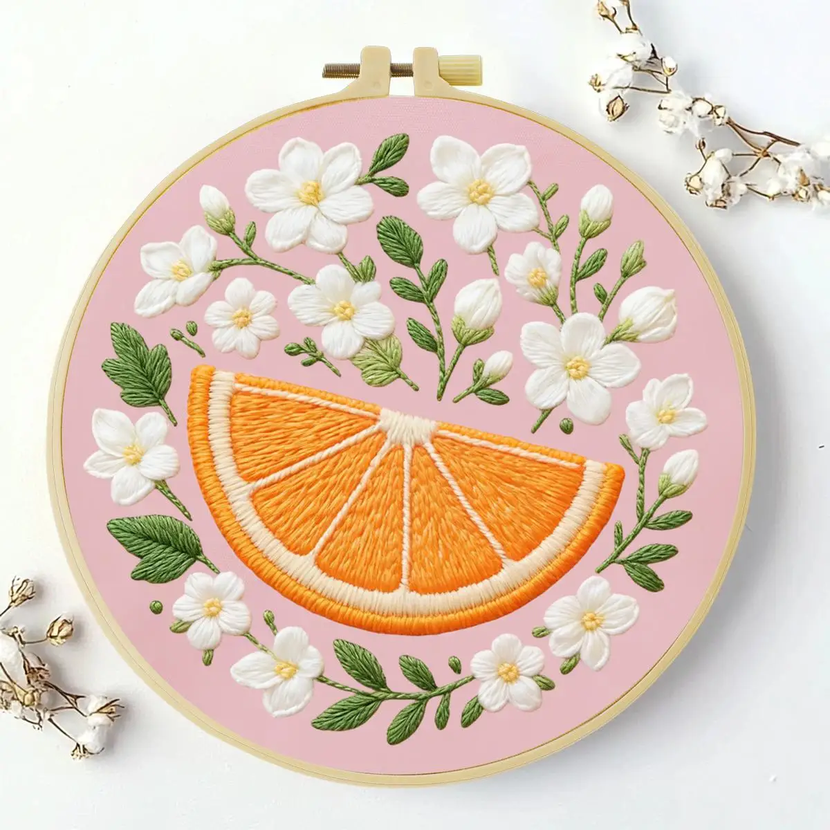 1 Stück 20X20CM/15X15CM 7,87/6,3 Zoll Orange Stickerei-Starter-Kit DIY-Kit DIY-Stickerei-Set Handarbeiten Nadelkunst Heimdekoration – Detail 2