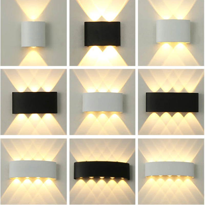 Lampada da parete a LED impermeabile IP65 Up Down luci da giardino per esterni 6W 8W 10W applique da parete interna in alluminio per l'illuminazione delle scale della camera da letto