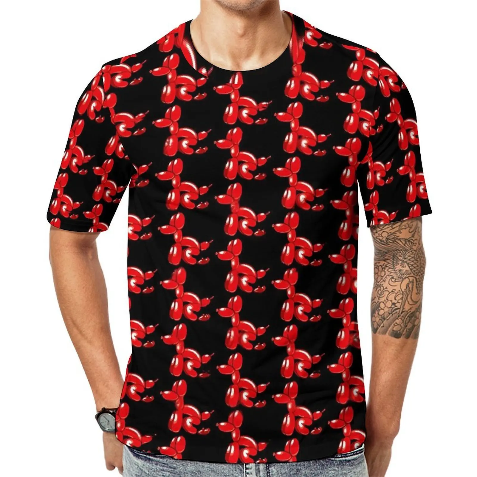 Balloon Doggie Poop T-Shirt For Mens Animal Graphic O Neck T Shirts Summer Retro  Tops Short Sleeve Aesthetic Big Size Tees Gift