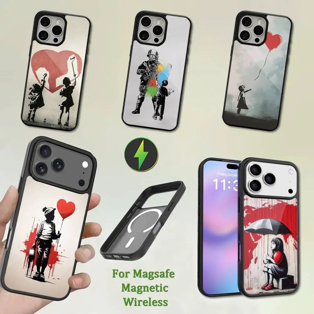 

Artist B-BanksyES Graffiti Phone Case For iPhone 13,12,11,16,15,17,14,Pro,Max,Plus,Mini,Magsafe,Magnetic Wireless Charging