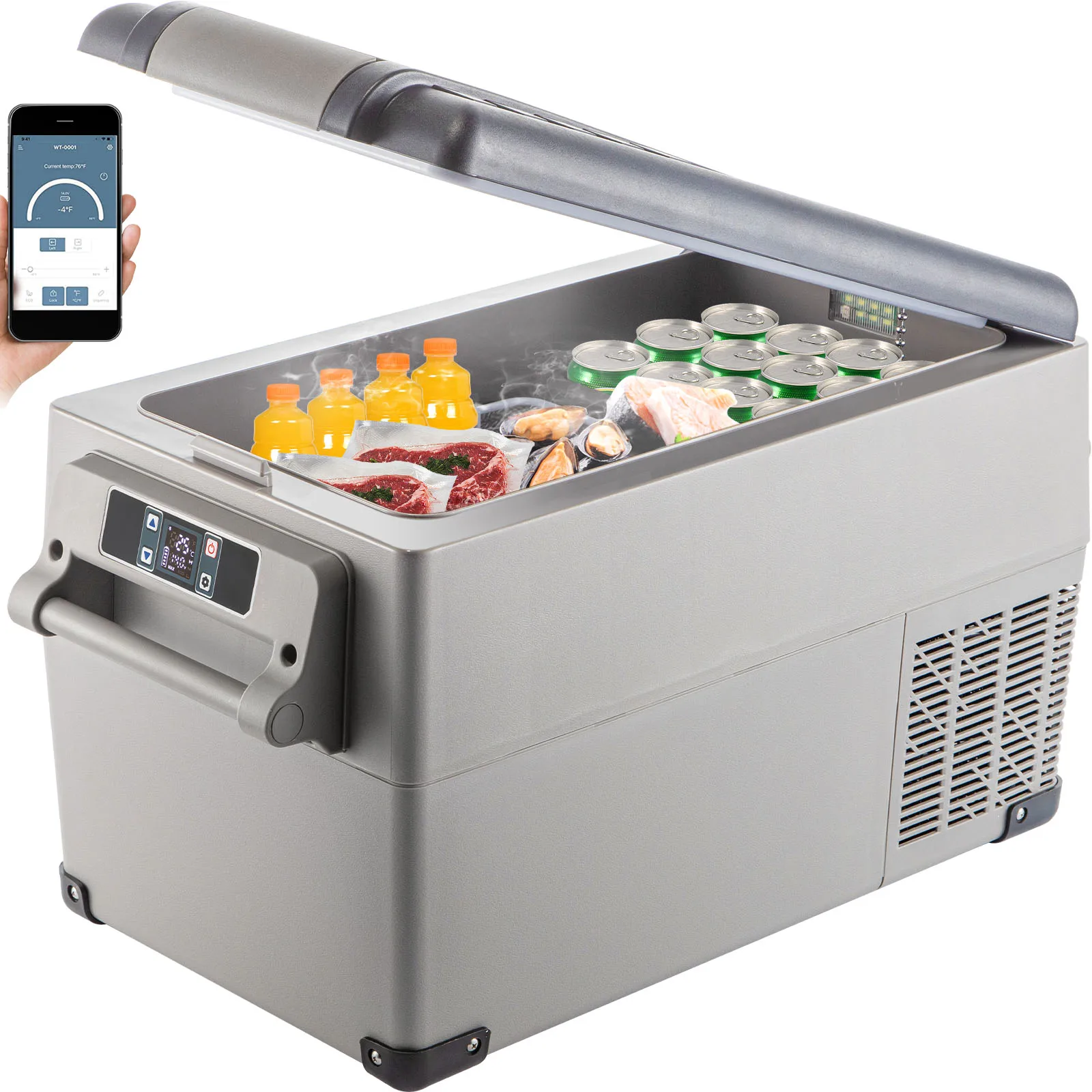 VEVOR 35L Portable Car Refrigerator Dual Zone with 12/24v DC & 110-240v AC for Camping, Travel, Fishing, Outdoor or Home Use